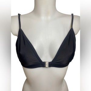 FAE Swim Black Bikini Top - Front Closure in Black Size Medium.